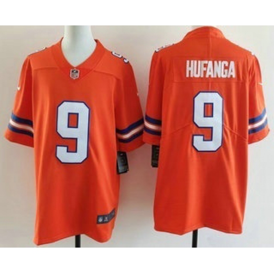 Personalized Men’s Denver Broncos #9 Talanoa Hufanga Limited Orange Throwback Jersey