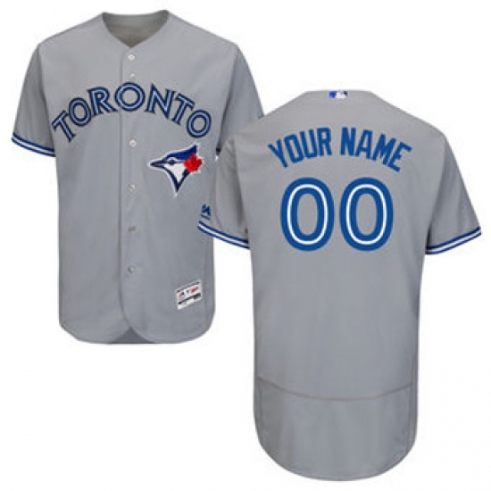 Personalized Men’s Toronto Blue Jays Majestic Flex Base Authentic Collection grey Jersey