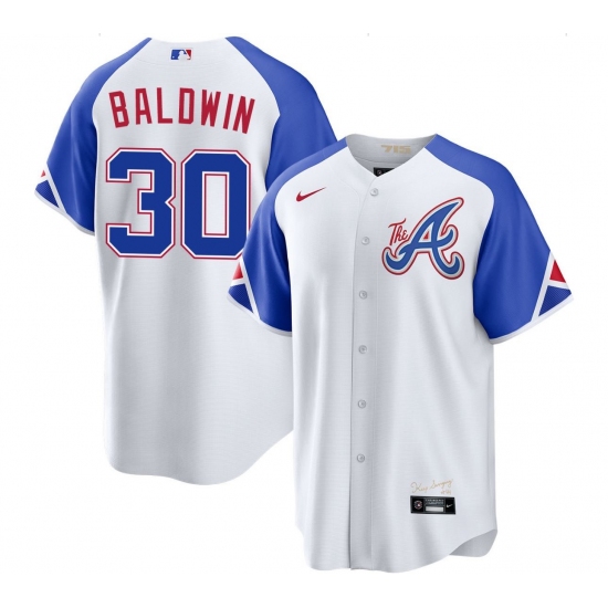 Personalized Men’s Atlanta Braves #30 BALDWIN White Stitched Baseball Jersey