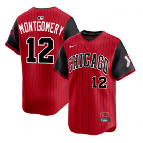 Personalized Men’s Chicago White Sox #12 Colson Montgomery Red Black 2025 City Connect Limited Stitched Baseball Jersey