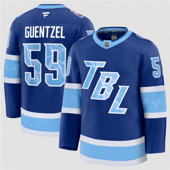 Personalized Men’s Tampa Bay Lightning #59 Jake Guentzel Blue 2026 Stadium Series Stitched Jersey