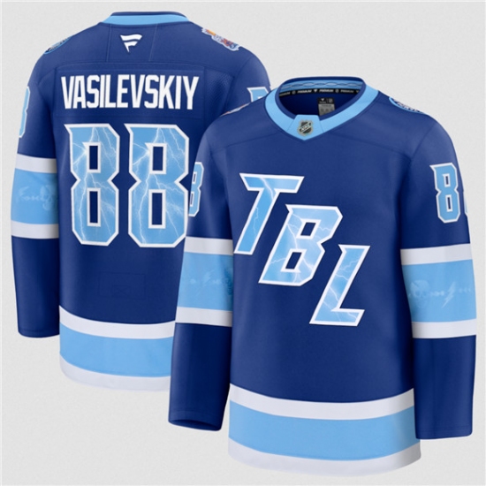 Personalized Men’s Tampa Bay Lightning #88 Andrei Vasilevskiy Blue 2026 Stadium Series Stitched Jersey