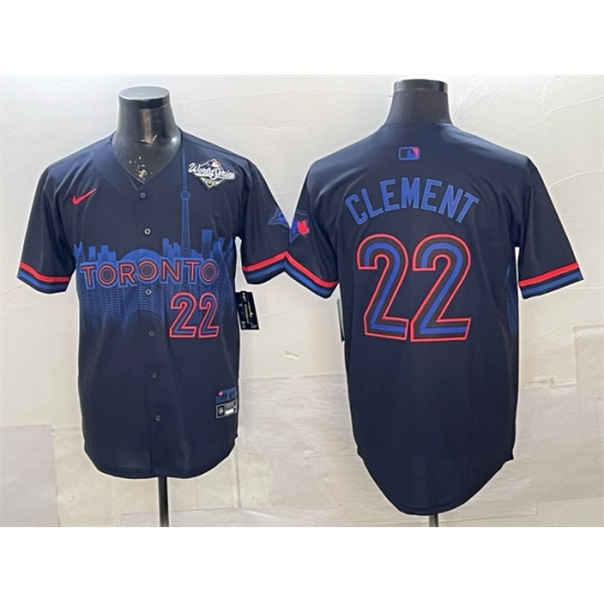 Personalized Men’s Toronto Blue Jays #22 Ernie Clement Navy 2025 World Series City Connect Limited Stitched Baseball Jersey