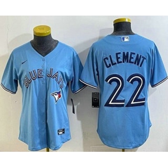Personalized Women’s Toronto Blue Jays #22 Ernie Clement Light Blue Cool Base Jersey