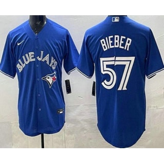 Personalized Men’s Toronto Blue Jays #57 Shane Bieber Blue Cool Base Jersey