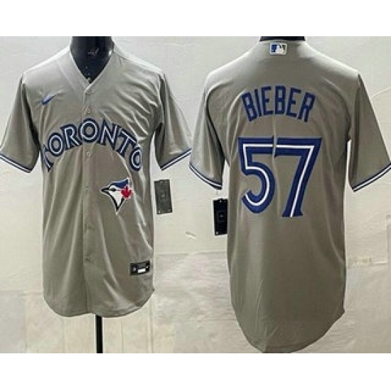 Personalized Men’s Toronto Blue Jays #57 Shane Bieber Gray Cool Base Jersey