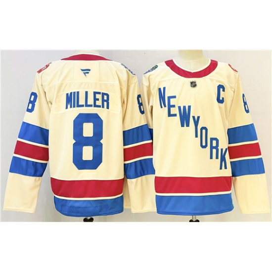 Personalized Men’s New York Rangers #8 JT Miller Beige 2025-26 Winter Classic With C Stitched Hockey Jersey