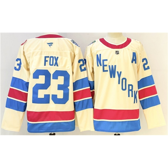 Personalized Men’s New York Rangers #23 Adam Fox Beige 2025-26 Winter Classic With A Stitched Hockey Jersey