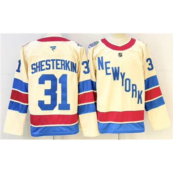 Personalized Men’s New York Rangers #31 Igor Shesterkin Beige 2025-26 Winter Classic Stitched Hockey