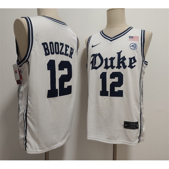Personalized Men’s Duke Blue Devils #12 Cameron Boozer White Stitched Basketball Jersey