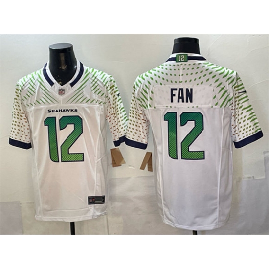 Personalized Men’s Seattle Seahawks #12 Fan White 2025 F.U.S.E. Rivalries Untouchable Limited Football Stitched Jersey