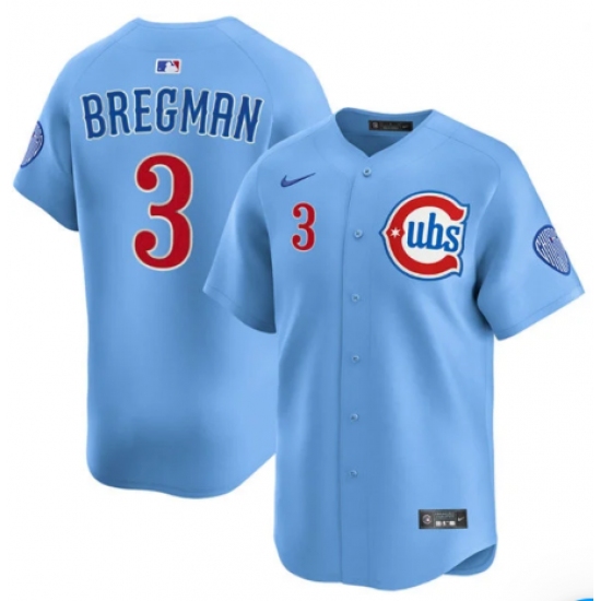 Personalized Men’s Chicago Cubs #3 Alex Bregman Blue 2nd Alternate Limited Stitched Baseball Jersey