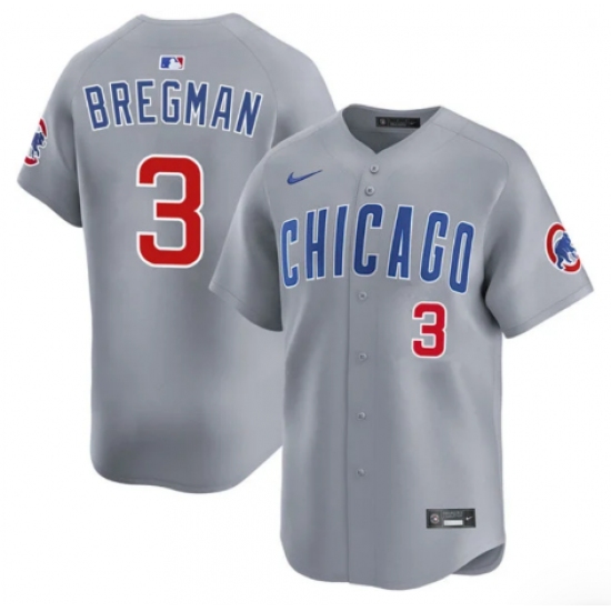 Personalized Men’s Chicago Cubs #3 Alex Bregman Gray 2026 Limited Stitched Baseball Jersey