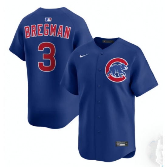 Personalized Men’s Chicago Cubs #3 Alex Bregman Royal Limited Stitched Baseball Jersey