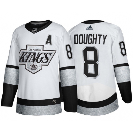 Personalized Men’s Los Angeles Kings #8 Drew Doughty White Throwback Stitched Jersey