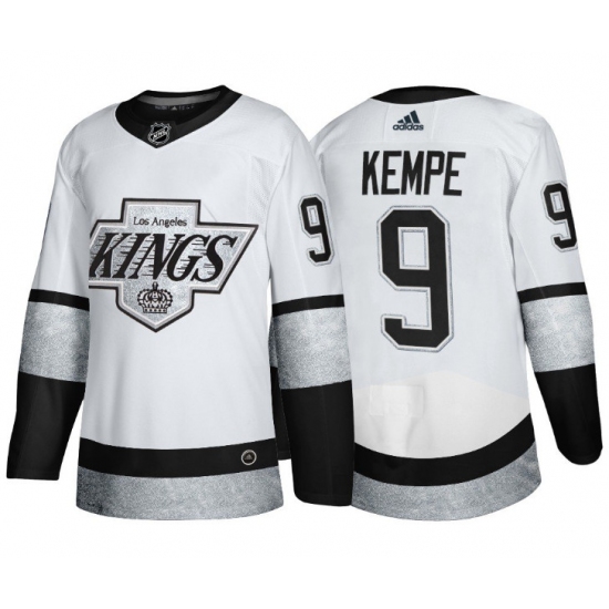 Personalized Men’s Los Angeles Kings #9 Adrian Kempe White Throwback Stitched Jersey