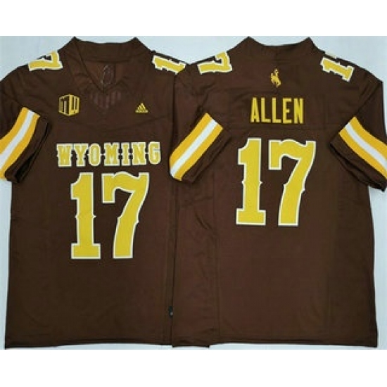 Personalized Men’s Wyoming Cowboys #17 Josh Allen Limited Brown FUSE College Football Jersey