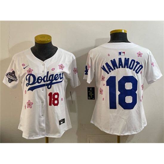 Personalized Youth Los Angeles Dodgers #18 Yoshinobu Yamamoto White 2025 World Series Champions Tokyo Series Limited Stitched Baseball Jersey