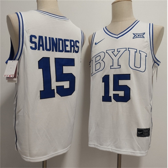 Personalized Men’s Duke Blue Devils #15 Richie Saunders White Stitched Basketball Jersey