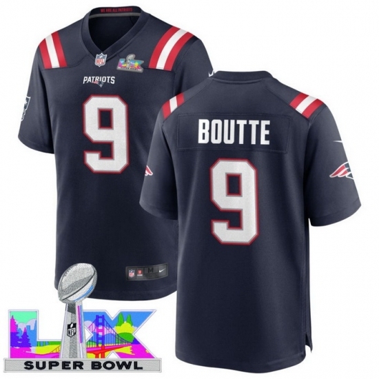 Personalized Men’s New England Patriots #9 Kayshon Boutte Blue 2025 2026 Super Bowl LX F U S E Stitched Jersey