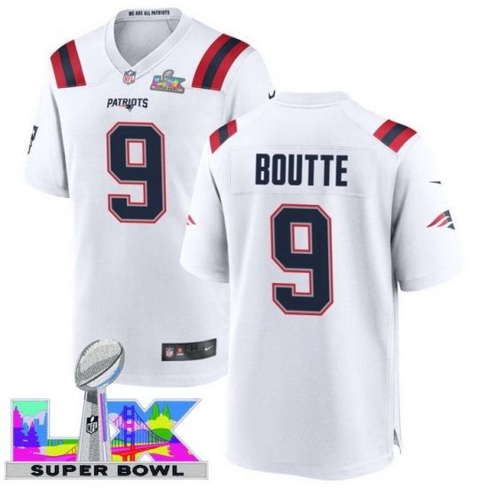 Personalized Men’s New England Patriots #9 Kayshon Boutte White 2025 2026 Super Bowl LX F U S E Stitched Jersey