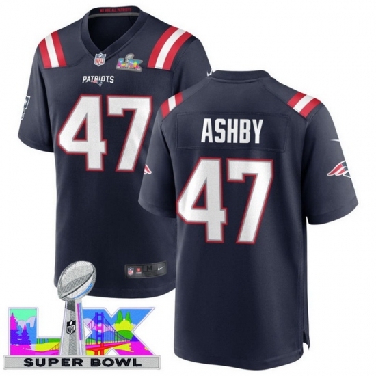 Personalized Men’s New England Patriots #47 Julian Ashby Blue 2025 2026 Super Bowl LX F U S E Stitched Jersey