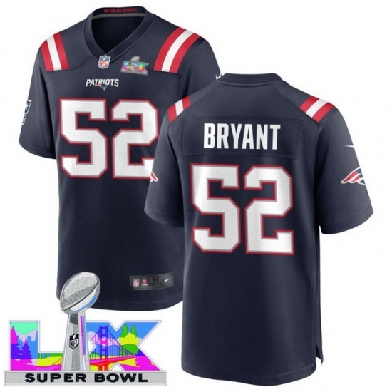 Personalized Men’s New England Patriots #52 Marcus Bryant Blue 2025 2026 Super Bowl LX F U S E Stitched Jersey