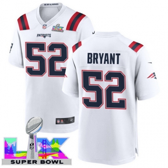 Personalized Men’s New England Patriots #52 Marcus Bryant White 2025 2026 Super Bowl LX F U S E Stitched Jersey