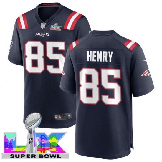Personalized Men’s New England Patriots #85 Hunter Henry Blue 2025 2026 Super Bowl LX F U S E Stitched Jersey