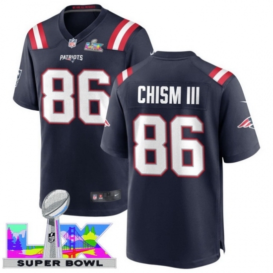 Personalized Men’s New England Patriots #86 Efton Chism III Blue 2025 2026 Super Bowl LX F U S E Stitched Jersey