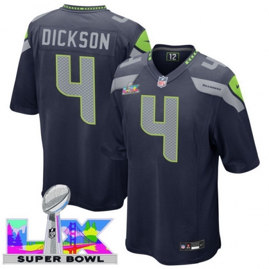 Personalized Men’s Seattle Seahawks #4 Michael Dickson Blue 2025 2026 Super Bowl LX F U S E Stitched Jersey