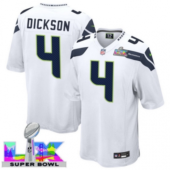 Personalized Men’s Seattle Seahawks #4 Michael Dickson White 2025 2026 Super Bowl LX F U S E Stitched Jersey