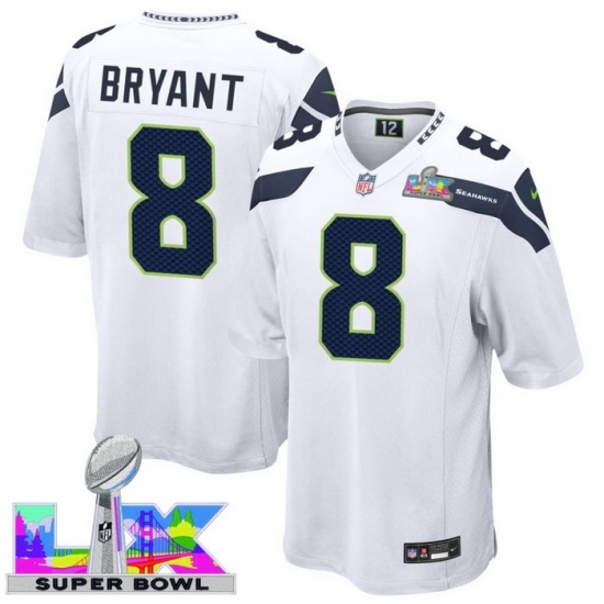 Personalized Men’s Seattle Seahawks #8 Coby Bryant White 2025 2026 Super Bowl LX F U S E Stitched Jersey