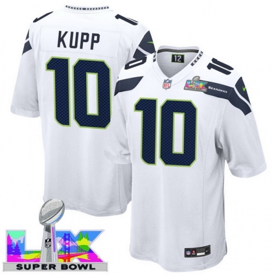 Personalized Men’s Seattle Seahawks #10 Cooper Kupp White 2025 2026 Super Bowl LX F U S E Stitched Jersey