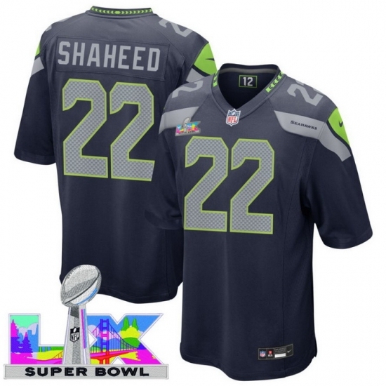 Personalized Men’s Seattle Seahawks #22 Rashid Shaheed Blue 2025 2026 Super Bowl LX F U S E Stitched Jersey