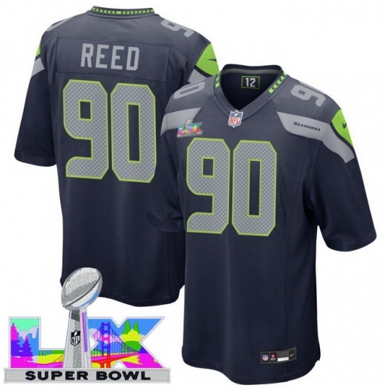 Personalized Men’s Seattle Seahawks #90 Jarran Reed Blue 2025 2026 Super Bowl LX F U S E Stitched Jersey