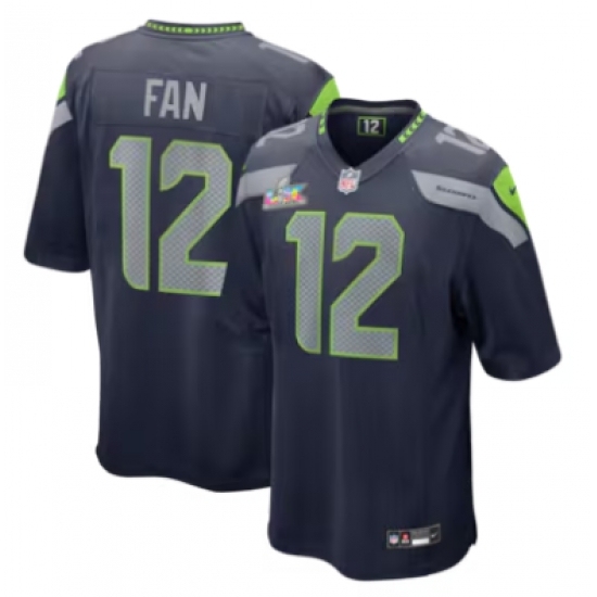 Personalized Men’s Seattle Seahawks #12 12s Navy Super Bowl LX Tundra Fashion Game Jersey