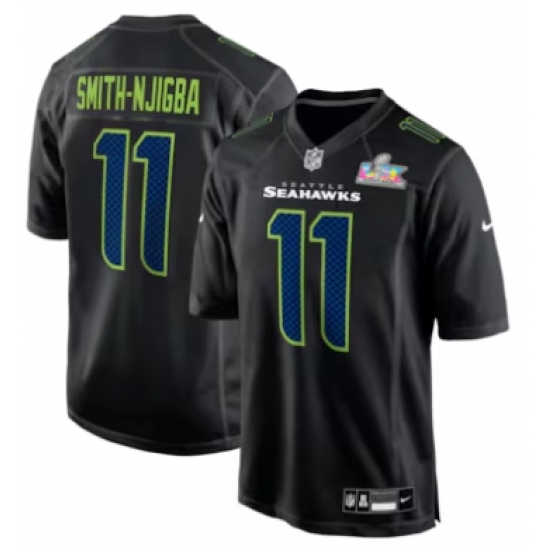 Personalized Men’s Seattle Seahawks #11 Jaxon Smith-Njigba Black Super Bowl LX Carbon Fashion Game Jersey