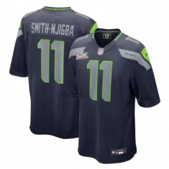 Personalized Men’s Seattle Seahawks #11 Jaxon Smith-Njigba Navy Super Bowl LX Tundra Fashion Game Jersey