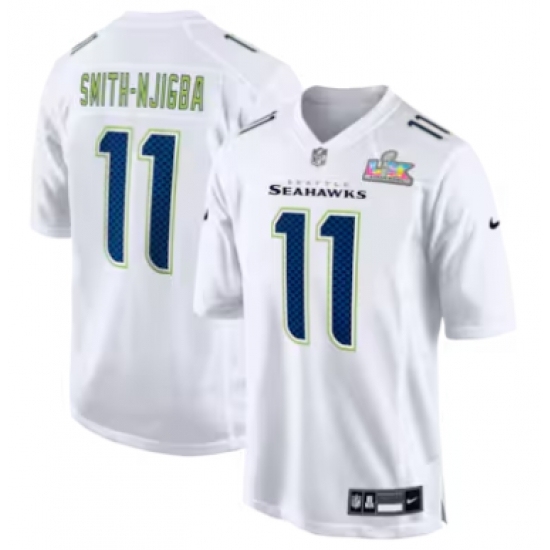 Personalized Men’s Seattle Seahawks #11 Jaxon Smith-Njigba White Super Bowl LX Tundra Fashion Game Jersey