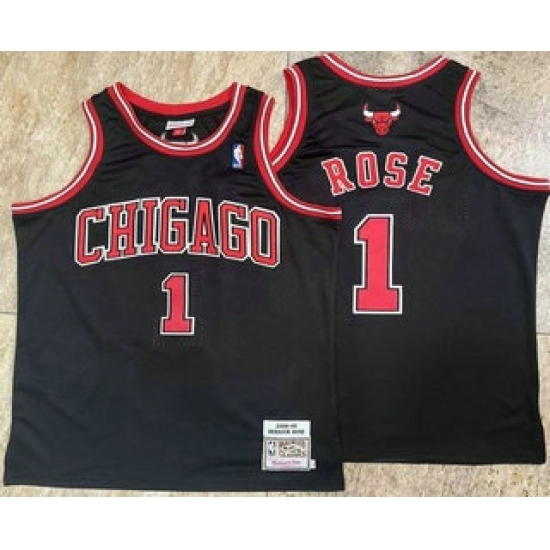 Personalized Men’s Chicago Bulls #1 Derek Rose Black Hardwood Classics Soul AU Throwback Jersey