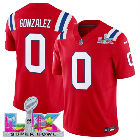 Personalized Men’s New England Patriots #0 Christian Gonzalez Red 2025 F.U.S.E. Super Bowl LX Limited Football Stitched Jersey