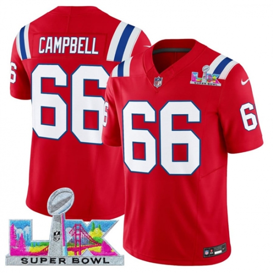 Personalized Men’s New England Patriots #66 Will Campbell Red 2025 F.U.S.E. Super Bowl LX Limited Football Stitched Jersey