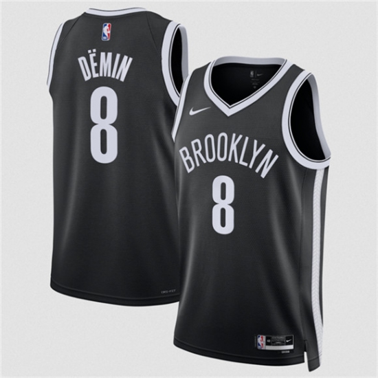 Personalized Men’s Brooklyn Nets #8 Egor Demin Black Icon Edition Stitched Basketball Jersey