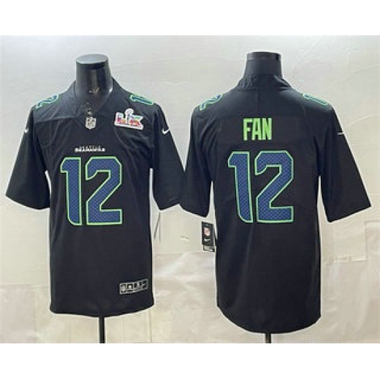 Personalized Men’s Seattle Seahawks #12 Fan Limited Black Super Bowl LX Fashion Jersey