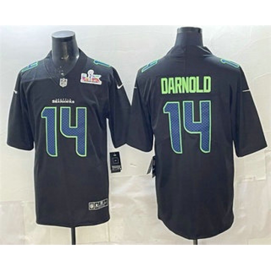 Personalized Men’s Seattle Seahawks #14 Sam Darnold Limited Black Super Bowl LX Fashion Jersey