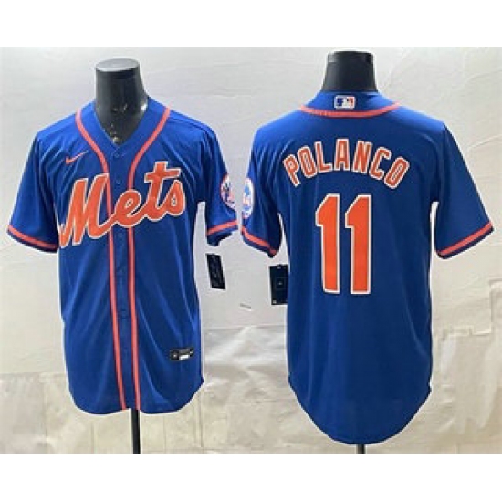 Personalized Men’s New York Mets #11 Jorge Polanco Blue Cool Base Stitched Jersey