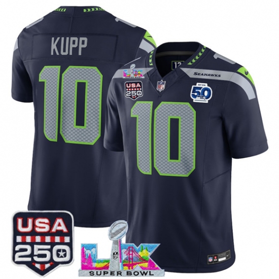 Personalized Men’s Seattle Seahawks #10 Cooper Kupp Navy 2025 F.U.S.E. Super Bowl LX And 50th Season Limited Football Stitched Jersey