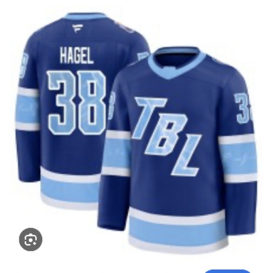 Personalized Men’s Tampa Bay Lightning #38 Brandon Hagel Blue 2026 Stadium Series Stitched Jersey