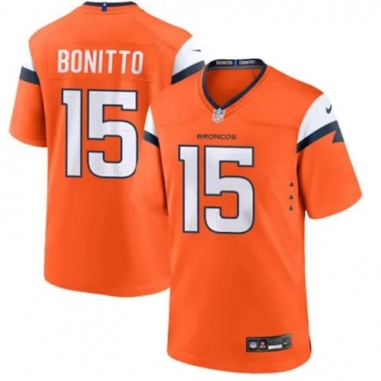 Personalized Youth Denver Broncos #15 Nik Bonitto Orange 2024 Stitched NFL Jersey